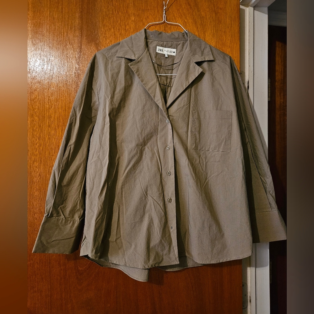 Zara Oversized Button Down, Khaki